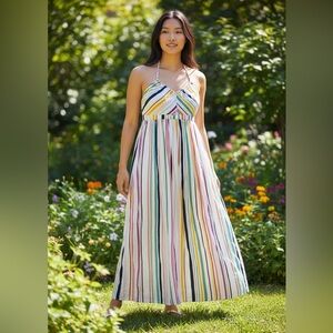 Eloquii Elements Multicolor Striped Maxi Dress